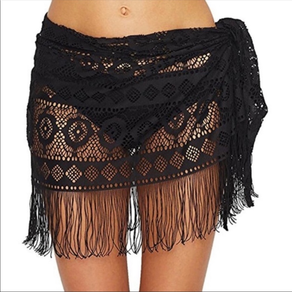 Sexy Sheer Black Bikini Sarong Beach Coverup NWT